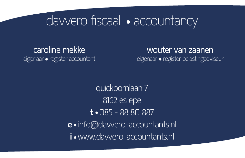 Achterzijde van het Davvero visitekaartje